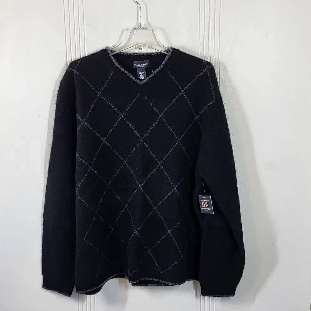 Bowen & Wright Men's 100% Wool Black Sweater